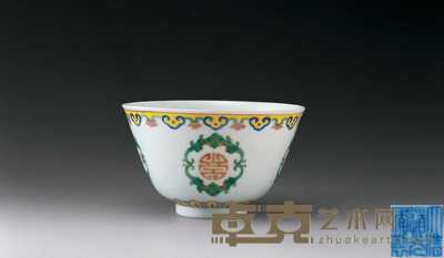 清道光 粉彩福寿杯 直径10.8cm